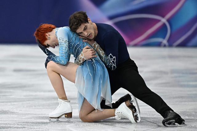 France's Evgeniia Lopareva and France's Geoffrey Brissaud compete in the figure skating ice dance-free dance final during the Milano Cortina 2026 Winter Olympic Games at Milano Ice Skating Arena in Milan on February 11, 2026. (Photo by Gabriel BOUYS / AFP)