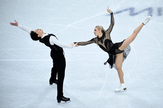 USA's Emilea Zingas and Vadym Kolesnik compete in the figure skating ice dance-free dance final during the Milano Cortina 2026 Winter Olympic Games at Milano Ice Skating Arena in Milan on February 11, 2026. (Photo by WANG Zhao / AFP)