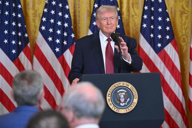 US President Donald Trump speaks at a "Champion of Coal" event at the White House in Washington, DC, on February 11, 2026. (Photo by SAUL LOEB / AFP)