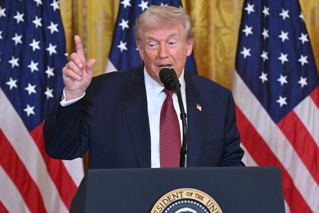 US President Donald Trump speaks at a "Champion of Coal" event at the White House in Washington, DC, on February 11, 2026. (Photo by SAUL LOEB / AFP)