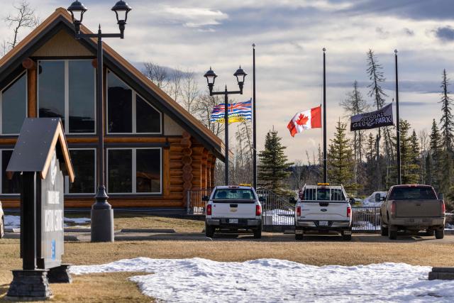 View of the Visitor Center in Tumbler Ridge, a small town in British Columbia, on February 11, 2026, a day after a shooting took place, leaving at least nine people dead. Canada was in mourning on February 11, Prime Minister Mark Carney said, after a lone shooter killed at least nine people, including seven at a school, and injured dozens more in a remote western town. (Photo by Eagle Vision Agency / AFP)