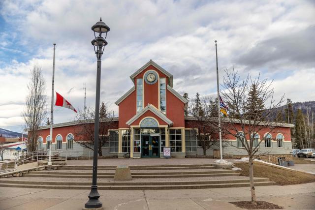 View of the Town Hall building in Tumbler Ridge, a small town in British Columbia, on February 11, 2026, a day after a shooting took place, leaving at least nine people dead. Canada was in mourning on February 11, Prime Minister Mark Carney said, after a lone shooter killed at least nine people, including seven at a school, and injured dozens more in a remote western town. (Photo by Eagle Vision Agency / AFP)