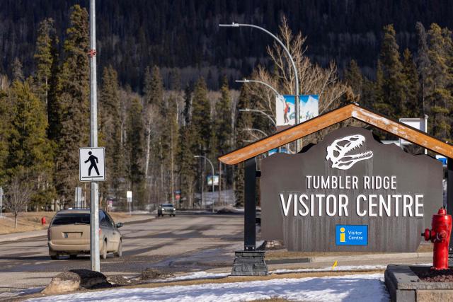 View of the Visitor Center in Tumbler Ridge, a small town in British Columbia, on February 11, 2026, a day after a shooting took place, leaving at least nine people dead. Canada was in mourning on February 11, Prime Minister Mark Carney said, after a lone shooter killed at least nine people, including seven at a school, and injured dozens more in a remote western town. (Photo by Eagle Vision Agency / AFP)