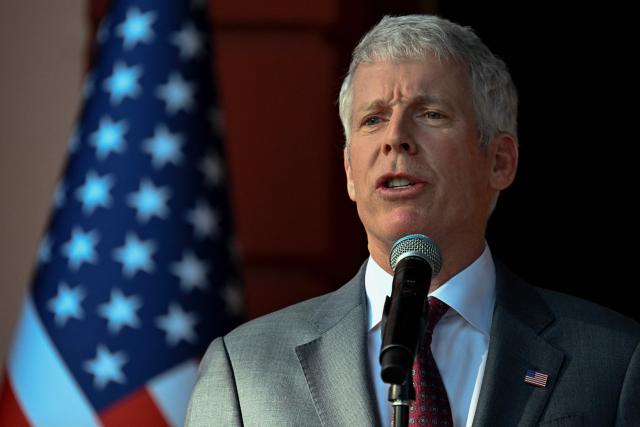 US Secretary of Energy Chris Wright speaks during a press conference after a meeting with Venezuela's acting president Delcy Rodriguez at the Miraflores Presidential Palace in Caracas on February 11, 2026. US Energy Secretary Chris Wright arrived in Venezuela on February 11 for talks with acting president Delcy Rodriguez and oil industry executives on harnessing the country's vast crude reserves. (Photo by Juan BARRETO / AFP)