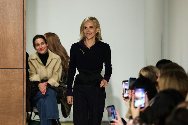 US fashion designer Tory Burch steps on the runway during the Tory Burch Fall 2026 Collection fashion show in New York, on February 11, 2026. (Photo by CHARLY TRIBALLEAU / AFP)