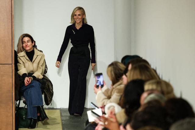 US fashion designer Tory Burch steps on the runway during the Tory Burch Fall 2026 Collection fashion show in New York, on February 11, 2026. (Photo by CHARLY TRIBALLEAU / AFP)
