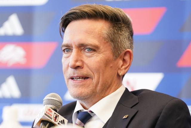 Japan women's national football team head coach Nils Nielsen speaks during a press conference to announce AFC Women’s Asian Cup squad in Tokyo on February 12, 2026. (Photo by Kazuhiro NOGI / AFP)