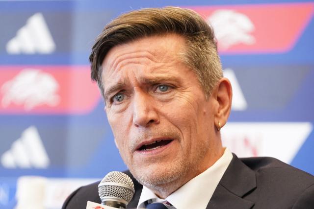 Japan women's national football team head coach Nils Nielsen speaks during a press conference to announce AFC Women’s Asian Cup squad in Tokyo on February 12, 2026. (Photo by Kazuhiro NOGI / AFP)