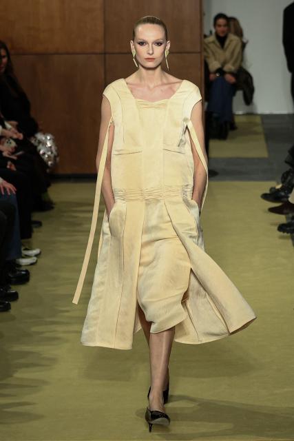 US model Alex Consani walks the runway during the Tory Burch Fall 2026 Collection fashion show in New York, on February 11, 2026. (Photo by CHARLY TRIBALLEAU / AFP)