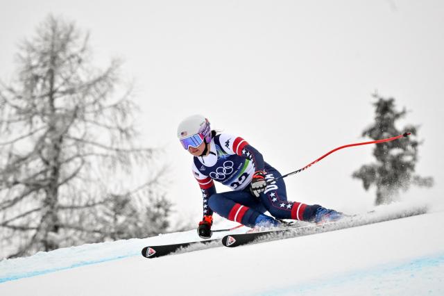 USA's Jacqueline Wiles competes in the women's super-G event during the Milano Cortina 2026 Winter Olympic Games at the Tofane Alpine Skiing Centre in Cortina d’Ampezzo on February 12, 2026. (Photo by Tiziana FABI / AFP)