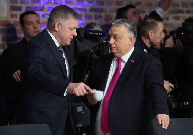 Hungary's Prime Minister Viktor Orban looks on as he takes part in the Informal EU Leaders' Retreat at the Alden Biesen Castle in Alden Biesen, central Belgium on February 12, 2026. (Photo by Ludovic MARIN / AFP)