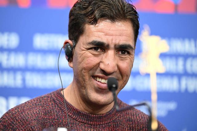 Afghan actor Anwar Hashimi attends a press conference for the film "No Good Men" presented in Berlinale Special Gala at the 76th Berlinale, Europe's first major film festival of the year, in Berlin on February 12, 2026. (Photo by RALF HIRSCHBERGER / AFP)