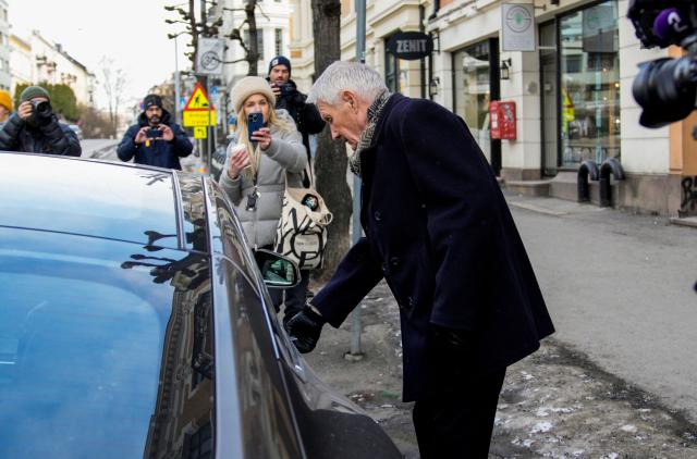 Former Prime Minister of Norway Thorbjorn Jagland gets into a car in Oslo on February 12, 2026. Norwegian police said they had searched properties belonging to former prime minister Thorbjorn Jagland following the launch of a corruption probe over his dealings with US sex offender Jeffrey Epstein. Jagland is being investigated after documents released by the US Justice Department in January suggested that he and/or his family stayed or vacationed with Epstein between 2011 and 2018. (Photo by Stian Lysberg Solum / NTB / AFP) / Norway OUT