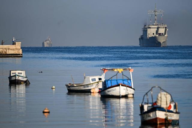 Mexican Navy ship ARM Papaloapan (R) arrives at Havana Bay with humanitarian aid, in Havana, on February 12, 2026. (Photo by YAMIL LAGE / AFP)