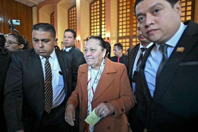 Guatemala's Attorney General, Consuelo Porras, takes part in the vote to choose magistrates for the Constitutional Court at the Association of Attorneys and Notaries in Guatemala City on February 12, 2026. (Photo by JOHAN ORDONEZ / AFP)