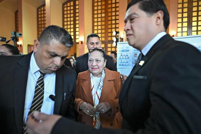 Guatemala's Attorney General, Consuelo Porras, takes part in the vote to choose magistrates for the Constitutional Court at the Association of Attorneys and Notaries in Guatemala City on February 12, 2026. (Photo by JOHAN ORDONEZ / AFP)