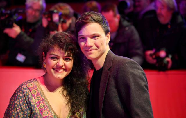 German actress Sara Fazilat and German actor Sebastian Urzendowsky arrive on the red carpet for the premiere of the film "No Good Men" presented in the Berlinale Special Gala section and opening the 76th Berlinale, Europe's first major film festival of the year, in Berlin on February 12, 2026. (Photo by RALF HIRSCHBERGER / AFP)