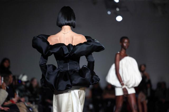 Models walk the runway during the Christian Siriano Fall/Winter 2026 fashion show in New York, on February 12, 2026. (Photo by CHARLY TRIBALLEAU / AFP)