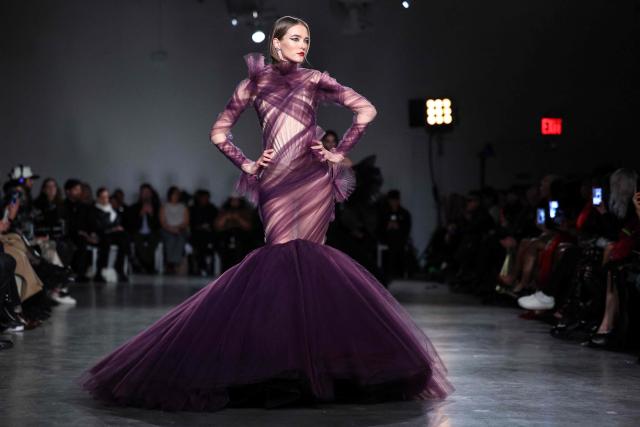 A model walks the runway during the Christian Siriano Fall/Winter 2026 fashion show in New York, on February 12, 2026. (Photo by CHARLY TRIBALLEAU / AFP)