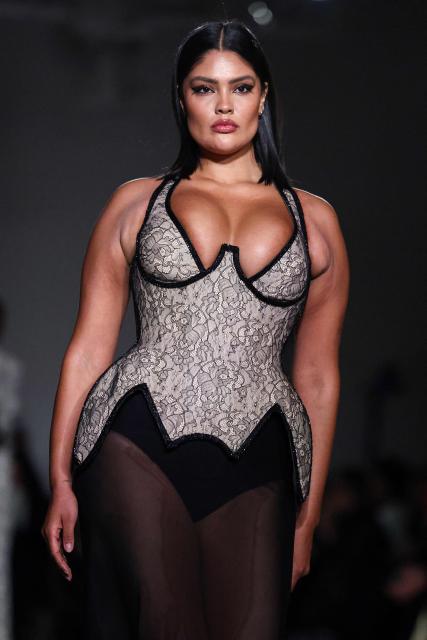 A model walks the runway during the Christian Siriano Fall/Winter 2026 fashion show in New York, on February 12, 2026. (Photo by CHARLY TRIBALLEAU / AFP)