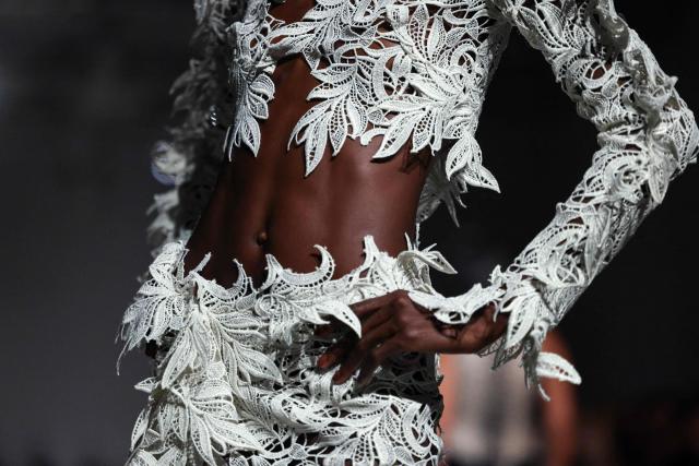 A model walks the runway during the Christian Siriano Fall/Winter 2026 fashion show in New York, on February 12, 2026. (Photo by CHARLY TRIBALLEAU / AFP)