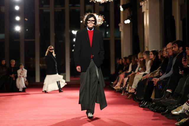 A model walks the runway during the Michael Kors Fall/Winter 2026 fashion show marking the designer's 45th anniversary in fashion in New York on February 12, 2026. (Photo by ANGELA WEISS / AFP)