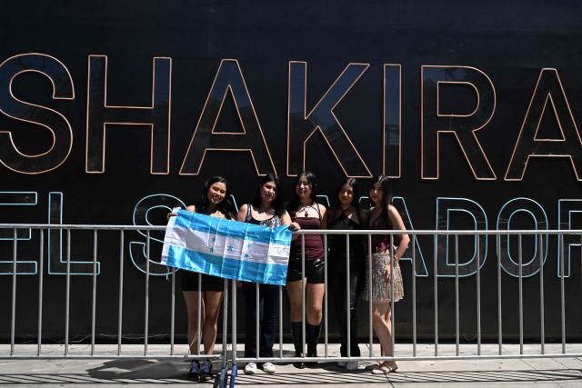 Honduran fans of Colombian singer Shakira wait outside the Jorge “Magico” Gonzalez National Stadium ahead of her third concert of the Las Mujeres Ya No Lloran World Tour in San Salvador on February 12, 2026. (Photo by Marvin RECINOS / AFP)