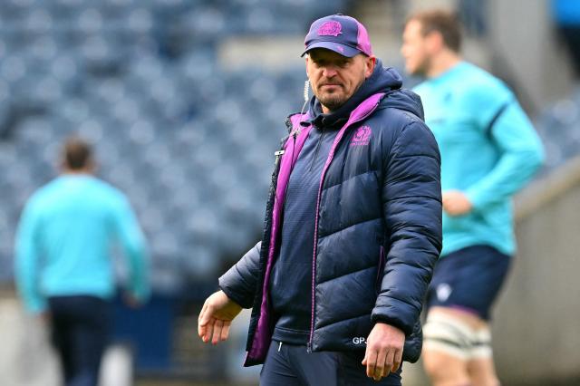 Scotland's head coach Gregor Townsend looks on during a captain's run training session at Murrayfield Stadium in Edinburgh, Scotland, on February 13, 2026, on the eve of their Six Nations match against England. (Photo by ANDY BUCHANAN / AFP)