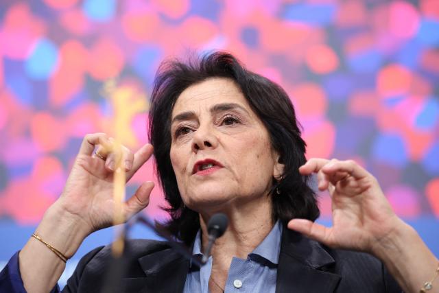 Israeli actress and film director Hiam Abbass attends a press conference for the film "A voix basse" (In a Whisper) presented in competition at the 76th Berlinale, Europe's first major film festival of the year, in Berlin on February 13, 2026. (Photo by Ronny HARTMANN / AFP)