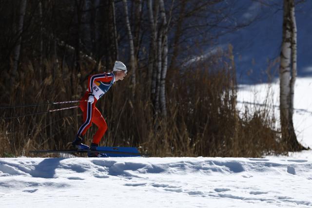 Norway's Einar Hedegart competes during the men's 10km cross-country interval start free event of the Milano Cortina 2026 Winter Olympic Games at Tesero Cross-Country Skiing Stadium in Lago di Tesero (Val di Fiemme) on February 13, 2026. (Photo by Anne-Christine POUJOULAT / AFP)