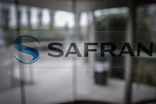 This photograph shows the logo of the French aerospace supplier Safran at Safran headquarters in Paris on February 13, 2026. Safran announced on February 13, 2026 +3% adjusted net profit in 2025, which raises its forecasts through 2028. (Photo by STEPHANE DE SAKUTIN / AFP)