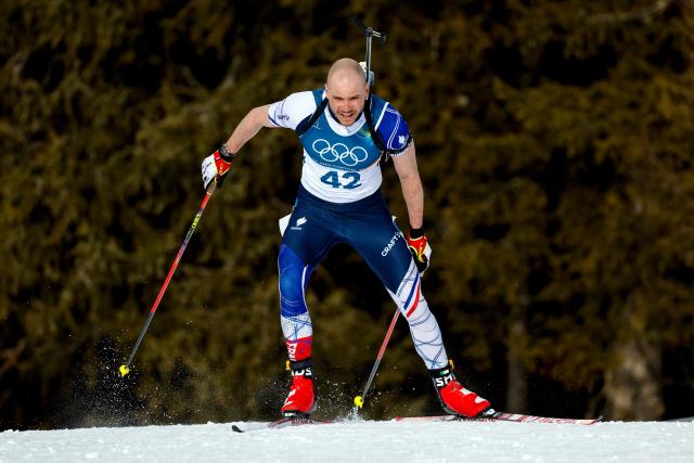 France's Emilien Jacquelin competes in the men's biathlon 10km sprint event during the Milano Cortina 2026 Winter Olympic Games at the Anterselva Biathlon Arena (Sudtirol Arena) in Anterselva (Val Pusteria) on February 13, 2026. (Photo by Odd ANDERSEN / AFP)