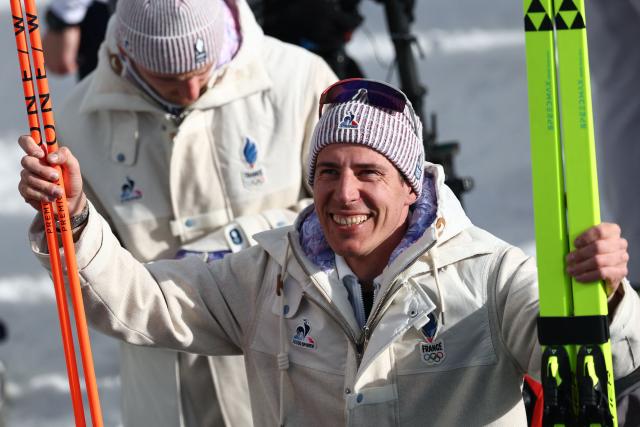 France's Quentin Fillon Maillet reacts after competing in the men's biathlon 10km sprint event during the Milano Cortina 2026 Winter Olympic Games at the Anterselva Biathlon Arena (Sudtirol Arena) in Anterselva (Val Pusteria) on February 13, 2026. (Photo by FRANCK FIFE / AFP)