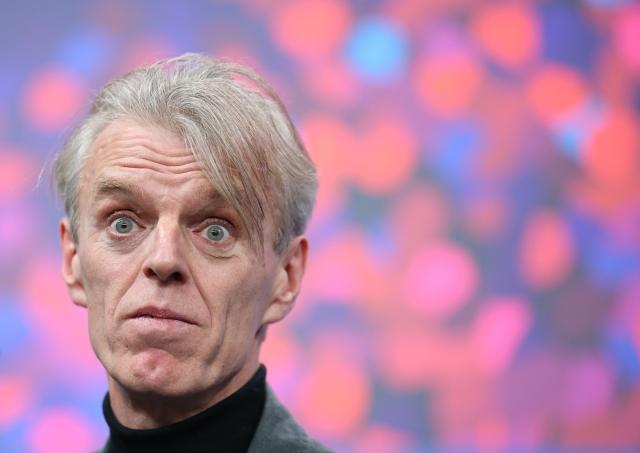 British film director Grant Gee reacts during a press conference for the film "Everybody Digs Bill Evans" presented in competition at the 76th Berlinale, Europe's first major film festival of the year, in Berlin on February 13, 2026. (Photo by Ronny HARTMANN / AFP)