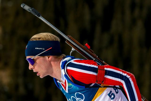 Norway's Johan-Olav Botn competes in the men's biathlon 10km sprint event during the Milano Cortina 2026 Winter Olympic Games at the Anterselva Biathlon Arena (Sudtirol Arena) in Anterselva (Val Pusteria) on February 13, 2026. (Photo by Odd ANDERSEN / AFP)