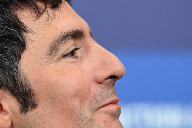 German director Ilker Catak attends a press conference for the film "Gelbe Briefe" (Yellow Letters) presented in competition at the 76th Berlinale, Europe's first major film festival of the year, in Berlin on February 13, 2026. (Photo by RALF HIRSCHBERGER / AFP)