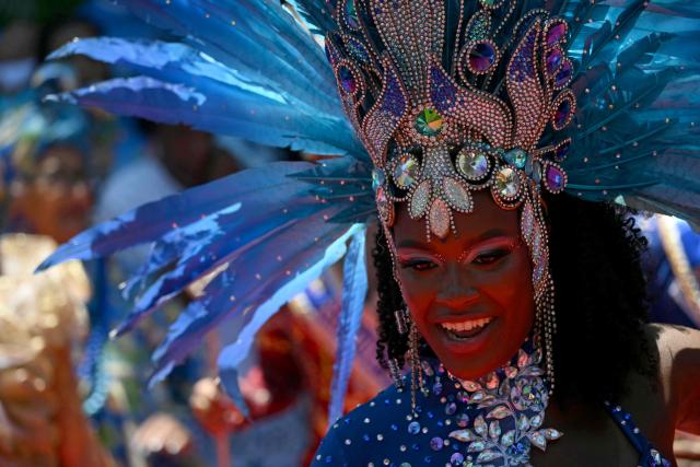 A Carnival queen performs during the official Carnival opening ceremony in Rio de Janeiro, Brazil, on February 13, 2026. (Photo by Mauro PIMENTEL / AFP)