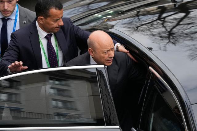 Chairman of the Yemeni Presidential Leadership Council Rashad al-Alimi gets out of his car as he arrives at at the Munich Security Conference, on February 13, 2026 in Munich. Heads of state and government as well as foreign and defence ministers from all over the world are expected to attend the security policy talks from February 13 to 15, 2026. (Photo by Alex Brandon / POOL / AFP)