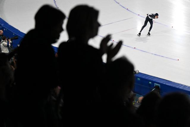 Czech Republic's Metodej Jilek competes in the speed skating men's 10000m during the Milano Cortina 2026 Winter Olympic Games at Milano Speed Skating Stadium in Milan on February 13, 2026. (Photo by Daniel MUNOZ / AFP)
