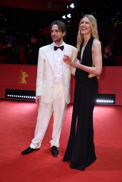 Norwegian actor Anders Danielsen Lie and Norwegian model Iselin Steiro pose on the red carpet prior of the premiere for the film "Everybody Digs Bill Evans" presented in competition at the 76th Berlinale, Europe's first major film festival of the year, in Berlin on February 13, 2026. (Photo by Ronny HARTMANN / AFP)