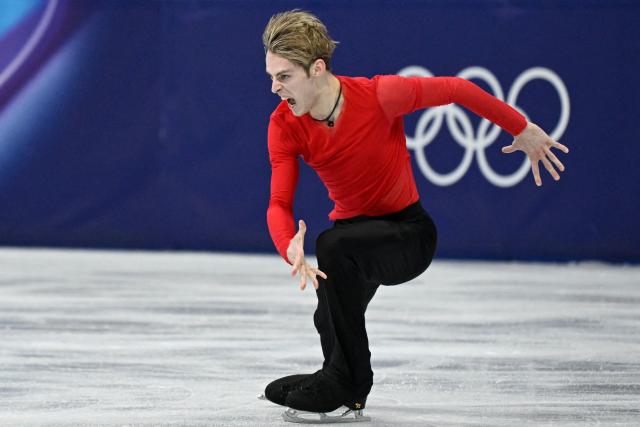 Estonia's Aleksandr Selevko competes in the figure skating men's singles free skating final during the Milano Cortina 2026 Winter Olympic Games at Milano Ice Skating Arena in Milan on February 13, 2026. (Photo by WANG Zhao / AFP)