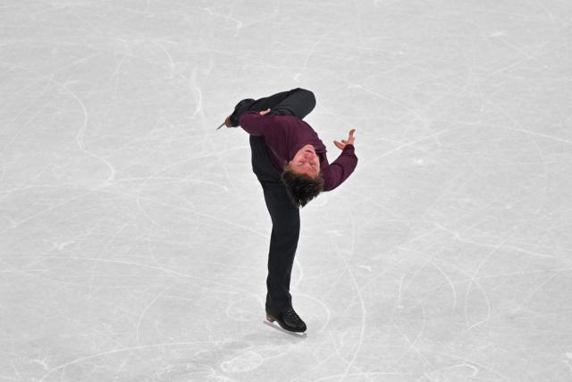 Latvia's Deniss Vasiljevs competes in the figure skating men's singles free skating final during the Milano Cortina 2026 Winter Olympic Games at Milano Ice Skating Arena in Milan on February 13, 2026. (Photo by Antonin THUILLIER / AFP)