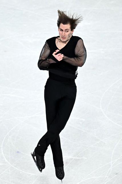 Georgia's Nika Egadze competes in the figure skating men's singles free skating final during the Milano Cortina 2026 Winter Olympic Games at Milano Ice Skating Arena in Milan on February 13, 2026. (Photo by Gabriel BOUYS / AFP)