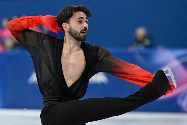 France's Kevin Aymoz competes in the figure skating men's singles free skating final during the Milano Cortina 2026 Winter Olympic Games at Milano Ice Skating Arena in Milan on February 13, 2026. (Photo by WANG Zhao / AFP)