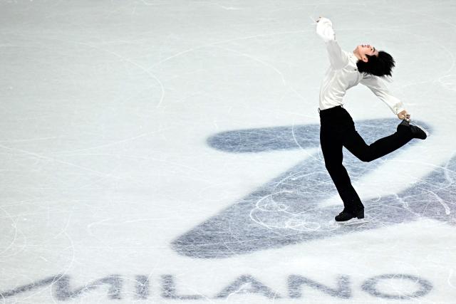 South Korea's Junhwan Cha competes in the figure skating men's singles free skating final during the Milano Cortina 2026 Winter Olympic Games at Milano Ice Skating Arena in Milan on February 13, 2026. (Photo by Gabriel BOUYS / AFP)