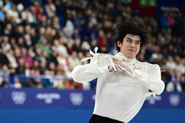 South Korea's Cha Junhwan competes in the figure skating men's singles free skating final during the Milano Cortina 2026 Winter Olympic Games at Milano Ice Skating Arena in Milan on February 13, 2026. (Photo by Piero CRUCIATTI / AFP)