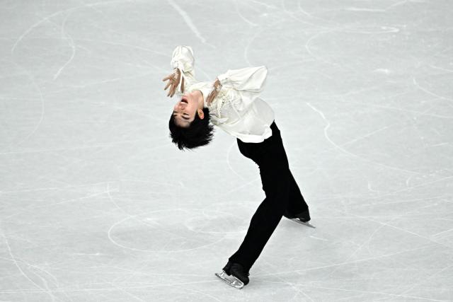 South Korea's Junhwan Cha competes in the figure skating men's singles free skating final during the Milano Cortina 2026 Winter Olympic Games at Milano Ice Skating Arena in Milan on February 13, 2026. (Photo by Gabriel BOUYS / AFP)
