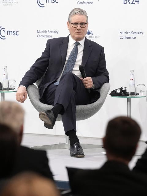 Britain's Prime Minister Keir Starmer takes part in a panel discussion at the 62nd Munich Security Conference (MSC) on February 14, 2026 in Munich, southern Germany. (Photo by Stefan Rousseau / POOL / AFP)