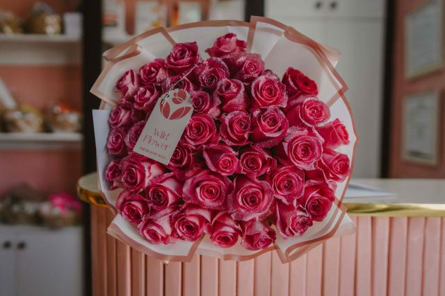 A rose bouquet from Wild Flower Gifting is seen on the eve of Valentine’s Day in Nairobi, on February 13, 2026. (Photo by Fredrik Lerneryd / AFP)