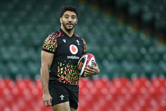 Wales' Gabriel Hamer-Webb takes part in a captain's run training session at Principality Stadium in Cardiff on February 14, 2026, on the eve of their Six Nations match against France. (Photo by Paul ELLIS / AFP)
